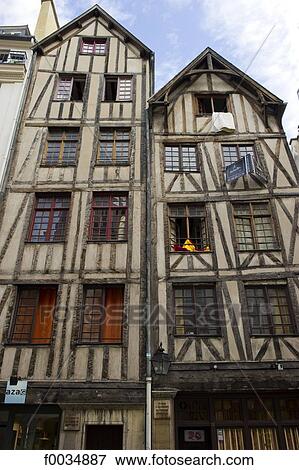Stock Photo - France, Paris, rue Francois Miron, half-timbered house. Fotosearch