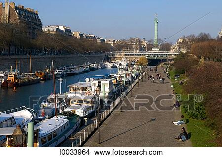 France, Paris, Seine banks and the "génie de la Bastille" statue View Large Photo Image Picture - France, Paris, Seine banks and the "génie de la Bastille" statue. Fotosearch