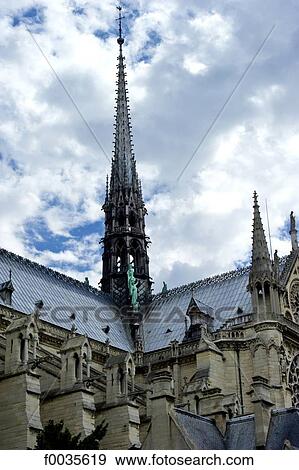 Stock Photo - France, Paris, spire of Notre Dame. Fotosearch