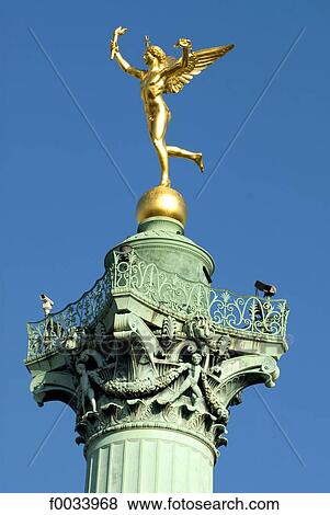 France, Paris, the "génie de la Bastille" statue View Large Photo Image Stock Photo - France, Paris, the "génie de la Bastille" statue. Fotosearch