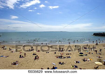 Stock Photo - France, Poitou Charentes, Royan, beach of Foncillon. Fotosearch