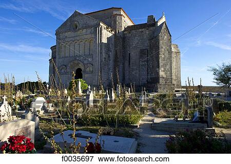 Stock Photo - France, Poitou Charentes, Talmont sur Gironde, church of St Ragedonde, cemetery. Fotosearch