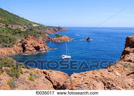 Stock Photo - France, Provence, near Saint Raphael, inlet of the massif de l'Esterel. Fotosearch