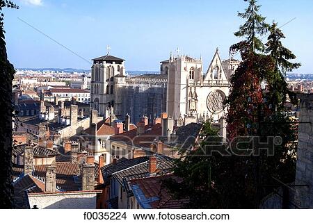 France, Rhone Alpes, Lyon cathedral View Large Photo Image Picture - France, Rhone Alpes, Lyon cathedral. Fotosearch