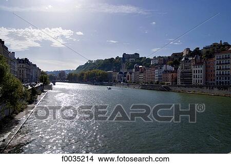 France, Rhone Alpes, Lyon, the Saone View Large Photo Image Picture - France, Rhone Alpes, Lyon, the Saone. Fotosearch
