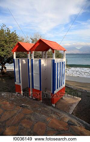 Greece, Crete, Amoudara beach, beach hut View Large Photo Image Stock Photo - Greece, Crete, Amoudara beach, beach hut. Fotosearch