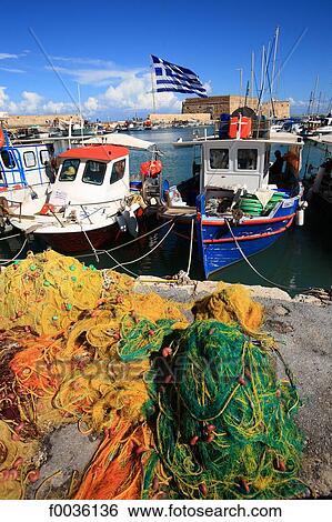 Stock Photograph - Greece, Crete, Heraklion, venitian fort and the port. Fotosearch
