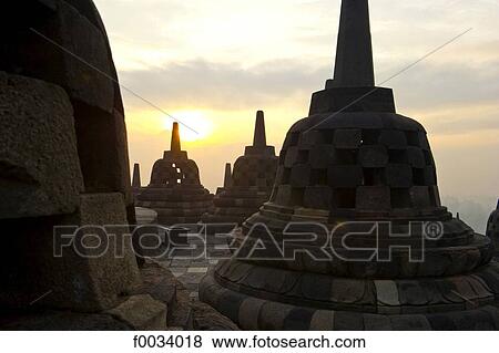 Indonesia, Java, Borobudur temple, stupas View Large Photo Image Stock Photo - Indonesia, Java, Borobudur temple, stupas. Fotosearch