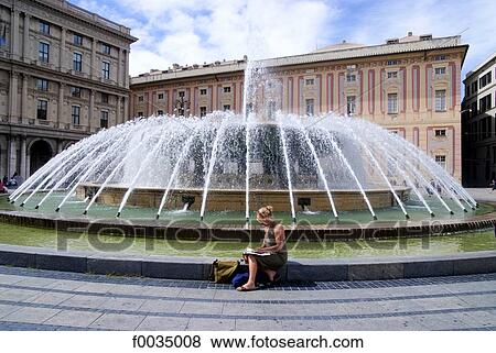 Stock Photo - Italy, Liguria, Genoa, piazza de Ferrari. Fotosearch