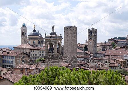 Italy, Lombardy, Bergamo, general view View Large Photo Image Stock Photo - Italy, Lombardy, Bergamo, general view. Fotosearch