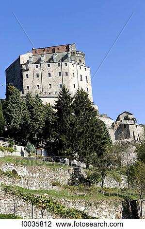 Stock Image - Italy, Piedmont, mount Pirchiriano, sacra di San Michele. Fotosearch