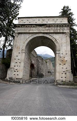 Italy, Piedmont, Susa, August's arch View Large Photo Image Stock Photograph - Italy, Piedmont, Susa, August's arch. Fotosearch