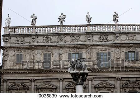Italy, Verona, piazza delle erbe, lion of St Mark and palazzo Maffei View Large Photo Image Stock Photo - Italy, Verona, piazza delle erbe, lion of St Mark and palazzo Maffei. Fotosearch
