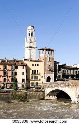 Stock Photograph - Italy, Verona, ponte pietra. Fotosearch