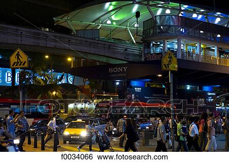 Malaysia, Kuala Lumpur, street by night View Large Photo Image Stock Photograph - Malaysia, Kuala Lumpur, street by night. Fotosearch