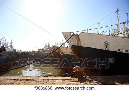Stock Photograph - Morocco, Agadir, the port, fishing boats. Fotosearch