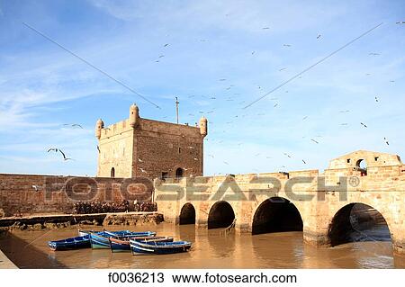 Stock Image - Morocco, Essaouira, fortifications. Fotosearch