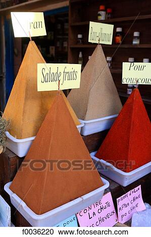Stock Image - Morocco, Essaouira, the souk, spices. Fotosearch