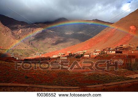 Stock Image - Morocco, High Atlas, near Ourzazate, rainbow. Fotosearch