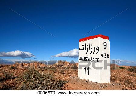 Morocco, High Atlas, Ouarzazate, kilometre marker View Large Photo Image Stock Image - Morocco, High Atlas, Ouarzazate, kilometre marker. Fotosearch