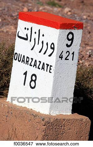 Morocco, High Atlas, Ouarzazate, kilometre marker View Large Photo Image Stock Photo - Morocco, High Atlas, Ouarzazate, kilometre marker. Fotosearch
