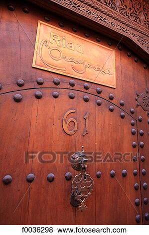 Morocco, Marrakech, entrance of riad View Large Photo Image Stock Photo - Morocco, Marrakech, entrance of riad. Fotosearch