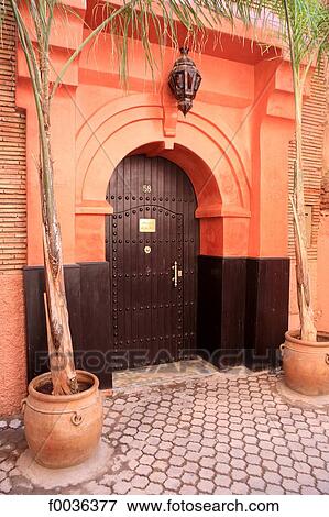 Morocco, Marrakech, entrance of riad View Large Photo Image Stock Photo - Morocco, Marrakech, entrance of riad. Fotosearch