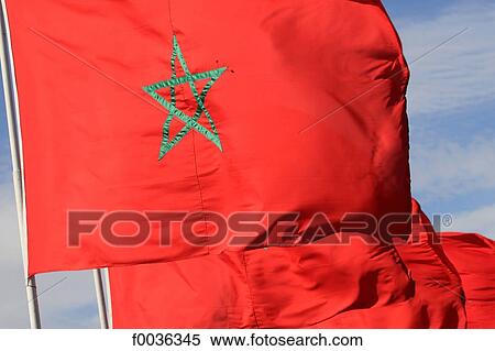 Stock Photography - Morocco, Marrakech, flag. Fotosearch