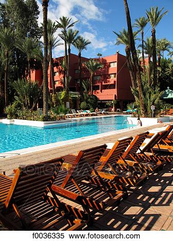 Morocco, Marrakech, hotel and pool View Large Photo Image Stock Photography - Morocco, Marrakech, hotel and pool. Fotosearch