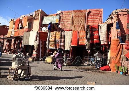 Morocco, Marrakech, souk, carpets View Large Photo Image Picture - Morocco, Marrakech, souk, carpets. Fotosearch