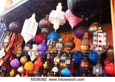 Morocco, Marrakech, souk, lanterns View Large Photo Image Stock Image - Morocco, Marrakech, souk, lanterns. Fotosearch