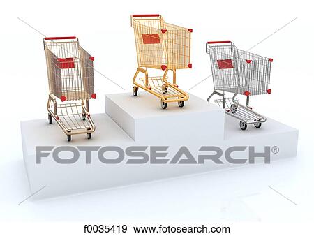 Shopping carts on a podium View Large Photo Image Stock Photo - Shopping carts on a podium. Fotosearch