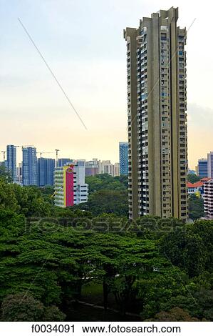 Stock Image - Singapore, Pearl's hill City Park, condominium. Fotosearch