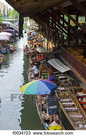 Thailand, Bangkok, Damnoen Saduak, floating market View Large Photo Image Stock Image - Thailand, Bangkok, Damnoen Saduak, floating market. Fotosearch
