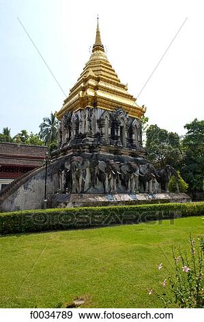 Thailand, Chiang Mai, Wat Chiang Man temple View Large Photo Image Stock Photo - Thailand, Chiang Mai, Wat Chiang Man temple. Fotosearch