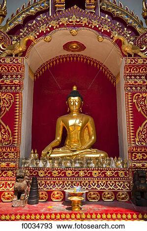 Thailand, Chiang Mai, Wat Phra Singh temple, golden Buddha View Large Photo Image Stock Image - Thailand, Chiang Mai, Wat Phra Singh temple, golden Buddha. Fotosearch