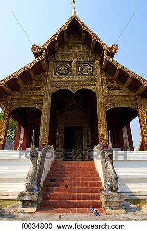 Thailand, Chiang Mai, Wat Phra Singh temple View Large Photo Image Stock Image - Thailand, Chiang Mai, Wat Phra Singh temple. Fotosearch