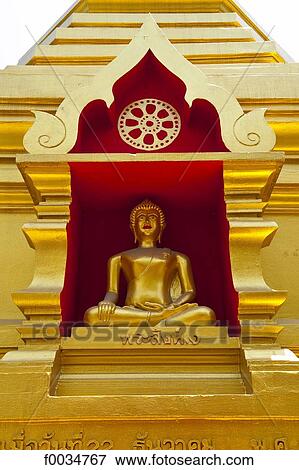 Thailand, Chiang Mai, Wat Phra Singh temple, golden Buddha View Large Photo Image Stock Photo - Thailand, Chiang Mai, Wat Phra Singh temple, golden Buddha. Fotosearch