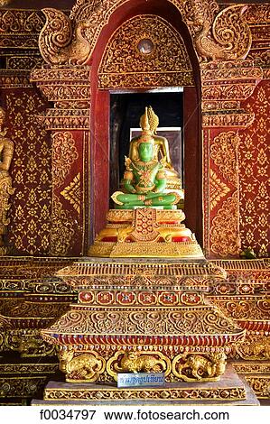 Thailand, Chiang Mai, Wat Phra Singh temple, jade Buddha View Large Photo Image Stock Photo - Thailand, Chiang Mai, Wat Phra Singh temple, jade Buddha. Fotosearch
