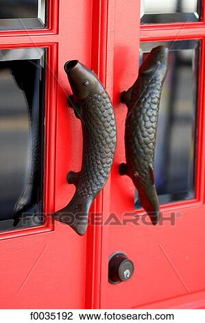 Stock Image - United States, Hawaii, island of Maui, door handle. Fotosearch