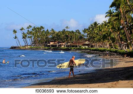 Stock Image - United States, Hawaii, island of Maui, surfing. Fotosearch