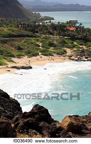 Stock Image - United States, Hawaii, Oahu island, Makapu'u, Beach Park. Fotosearch