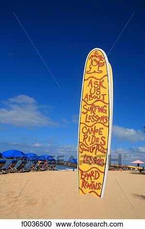 Stock Image - United States, Hawaii, Oahu island, Waikiki beach, surf. Fotosearch