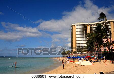 Stock Image - United States, Hawaii, Oahu island, Waikiki beach. Fotosearch