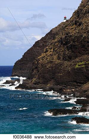Stock Photo - United States, Hawaii, Oahu island, Makapu'u, lighthouse. Fotosearch