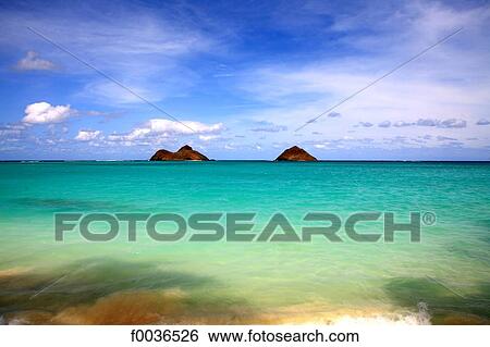 Stock Photograph - United States, Hawaii, Oahu island, Kailua, Mokulua islands. Fotosearch
