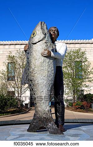 United States, Illinois, Chicago, John Shedd aquarium, statue of a man and a fish View Large Photo Image Stock Photography - United States, Illinois, Chicago, John Shedd aquarium, statue of a man and a fish. Fotosearch