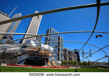 United States, Illinois, Chicago, Millennium park, Jay Pritzker pavilion View Large Photo Image Stock Photograph - United States, Illinois, Chicago, Millennium park, Jay Pritzker pavilion. Fotosearch