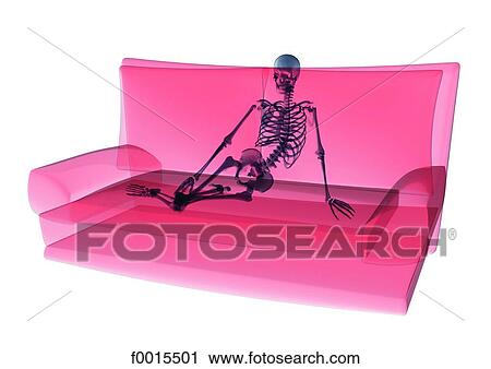 Stock Image - Skeleton: on a couch. Fotosearch