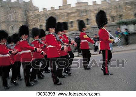 Stock Image - Berkshire, Castle of Windsor, changing of the guard. Fotosearch